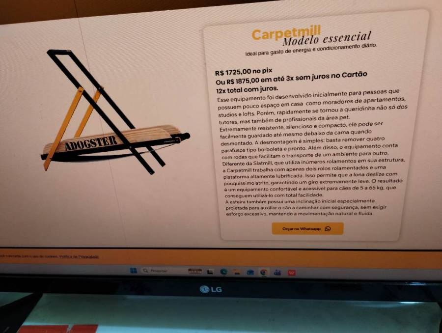 Esteira para cães modelo essencial