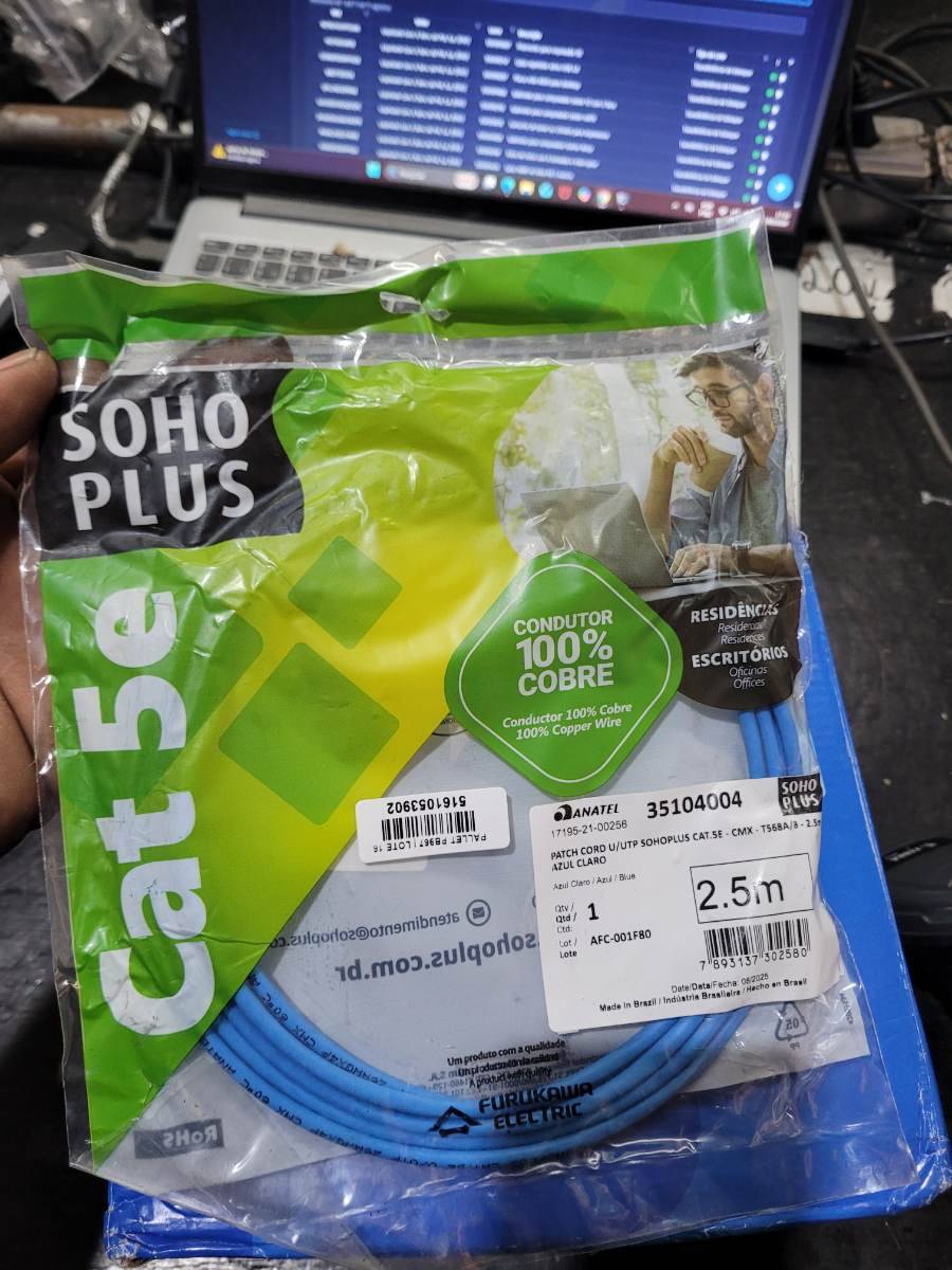Patch Cord U/UTP SOHOPLUS CAT.5E CMX Azul Claro 2.5m