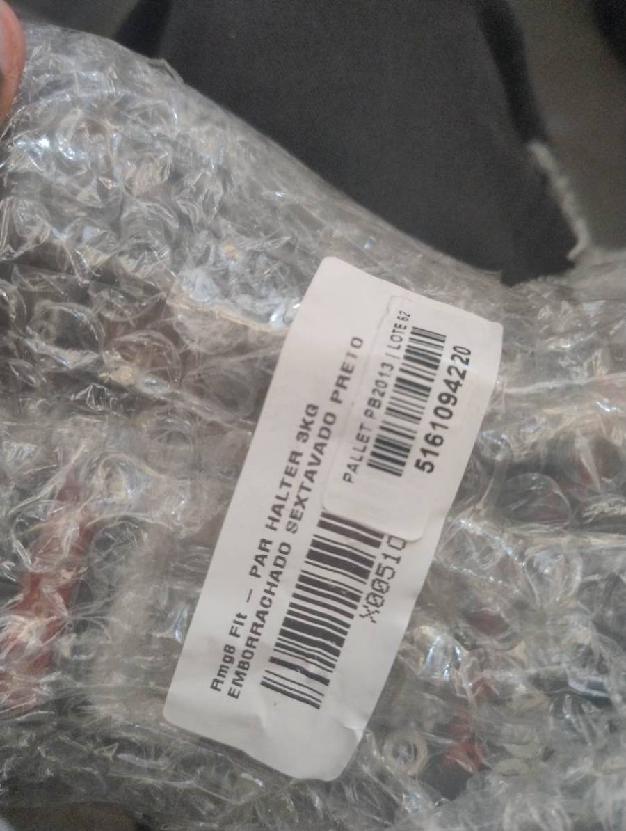 Par halter 3kg emborrrachado sextavado preto