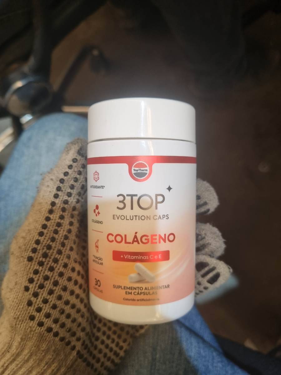 Suplemento alimentar em cápsulas de colágeno com vitaminas C e E