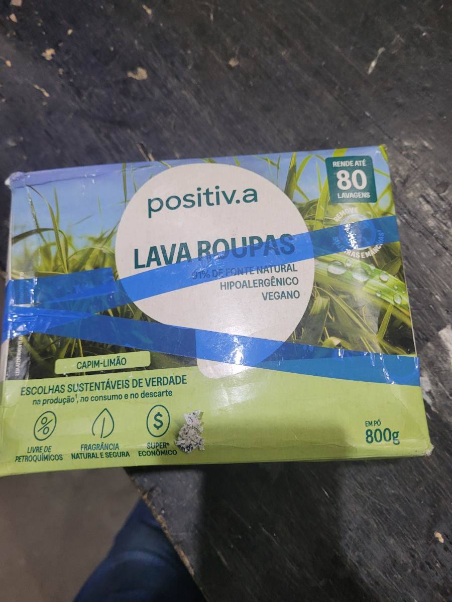 Detergente em pó lava roupas Positiv.a capim-limão