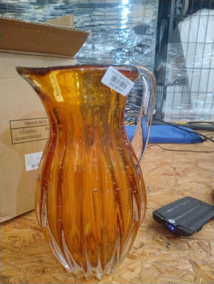 Jarra de Luxo Vidro Italy Murano  800ml- Requinte Alto Padrão Âmbar