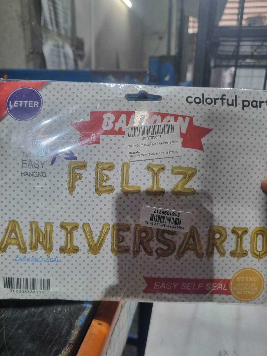 Kit Balão Escrita Feliz Aniversário 40cm