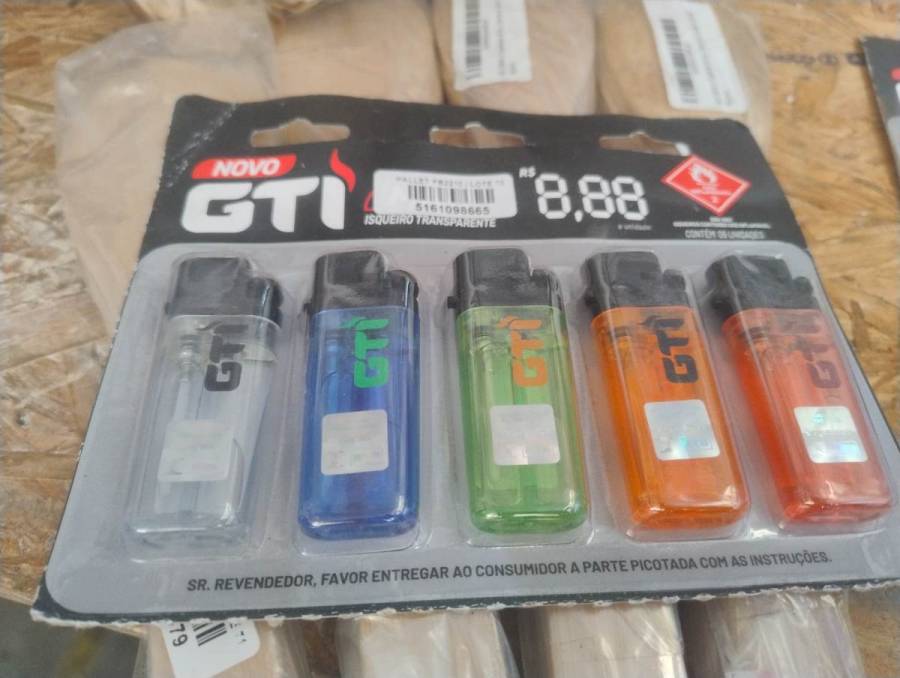 Isqueiro transparente GTI kit com 5 unidades