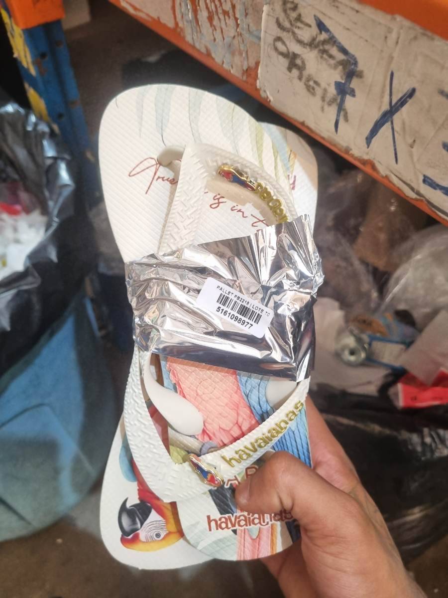 Chinelo Havaianas com estampa colorida de arara