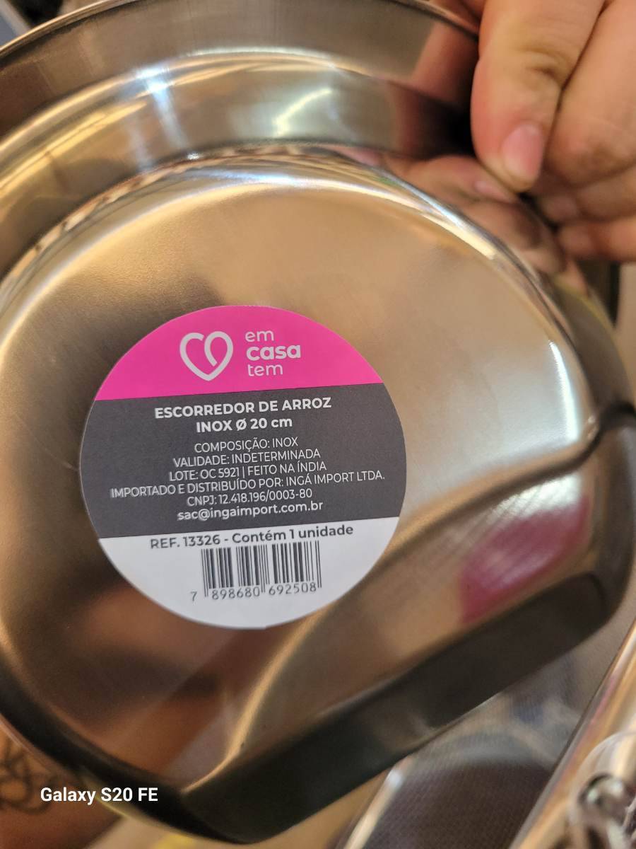 Escorredor de arroz inox 20 cm