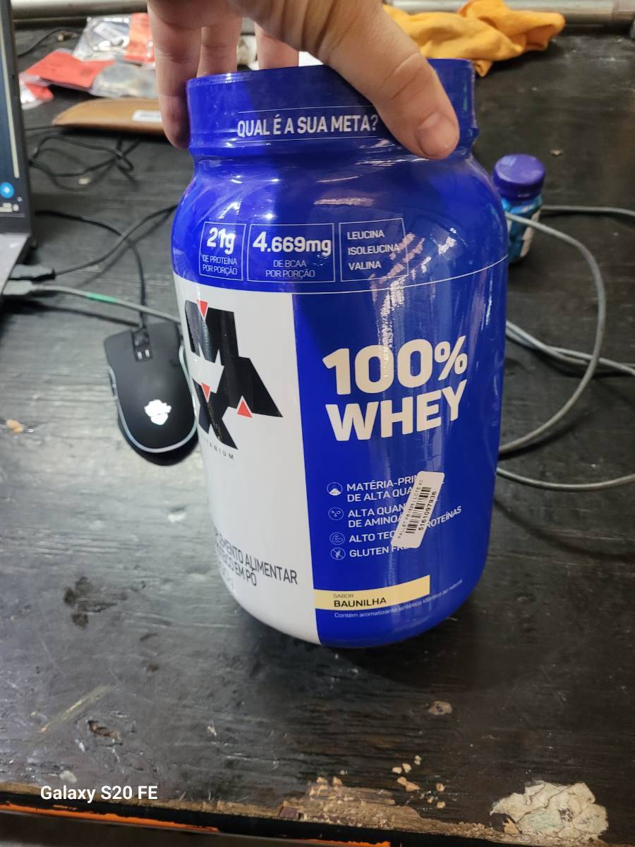 Suplemento alimentar 100% Whey sabor baunilha
