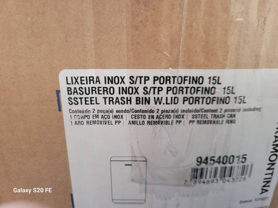 Lixeira inox com tampa Portofino 15L