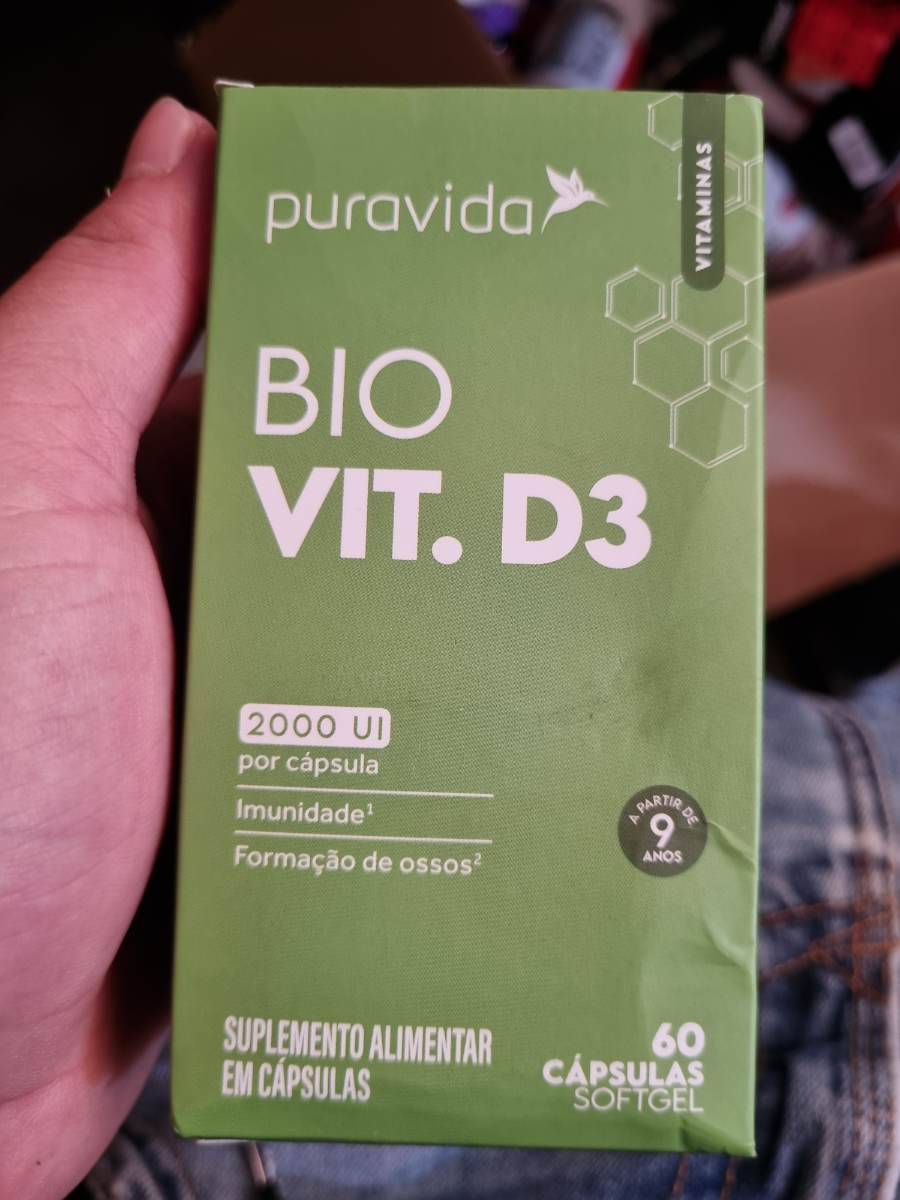 Suplemento alimentar Vitamina D3 em cápsulas