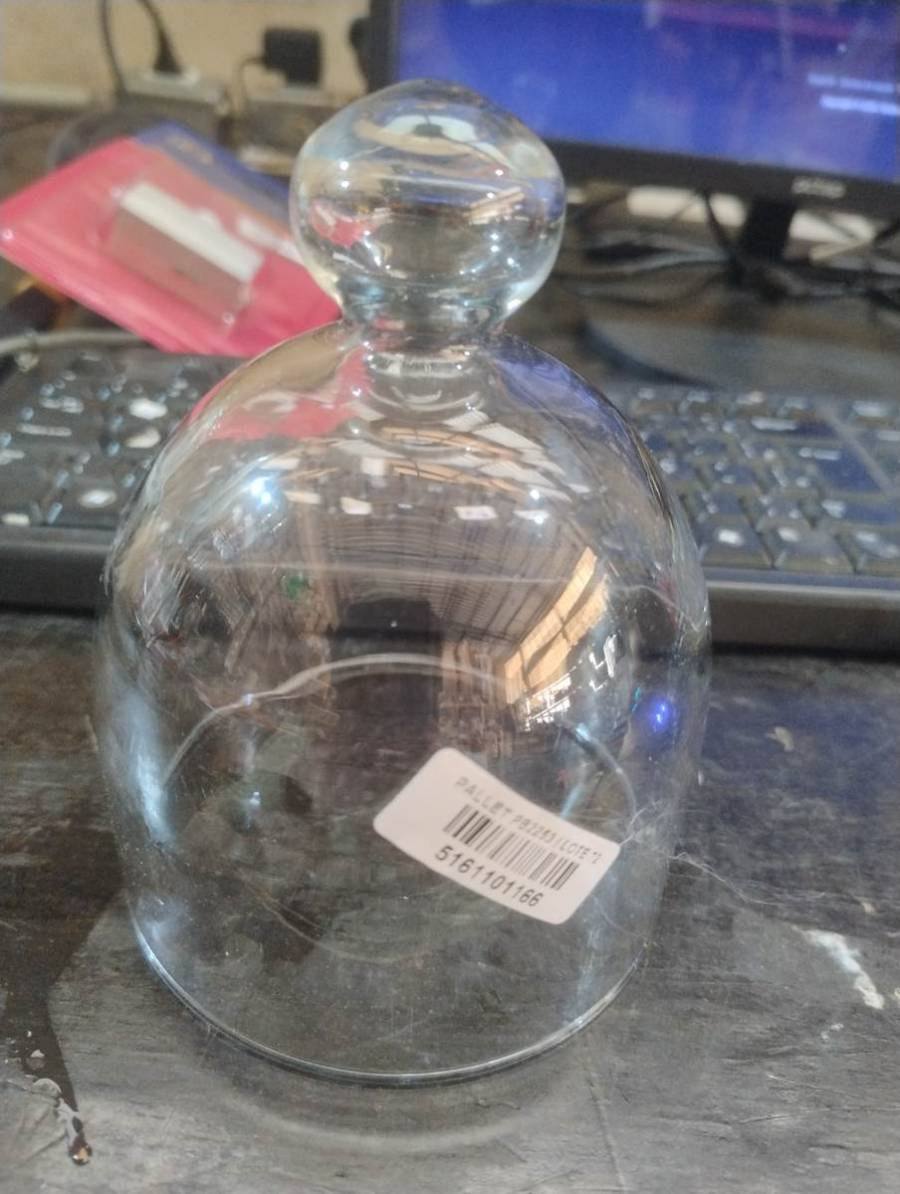 Campânula de vidro transparente