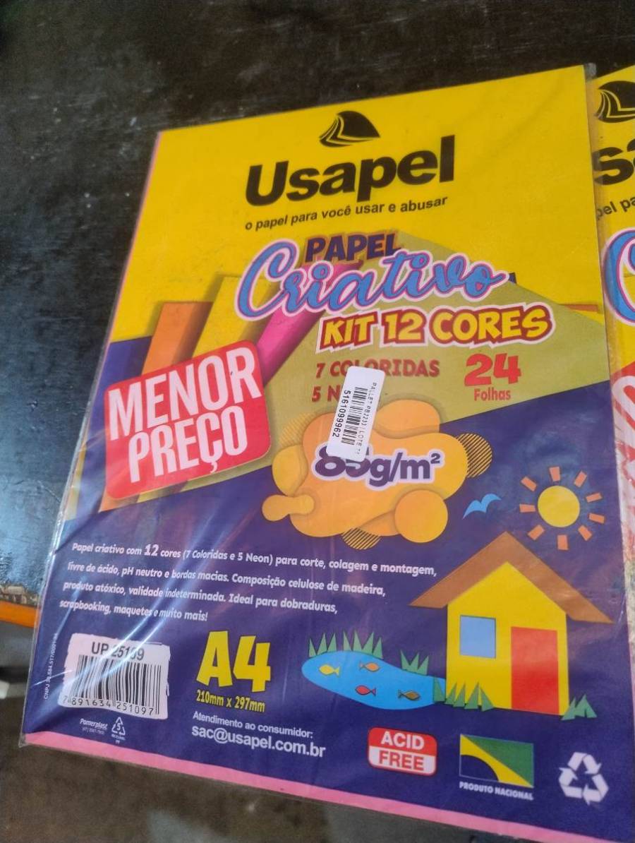 Papel Criativo Kit 12 Cores A4