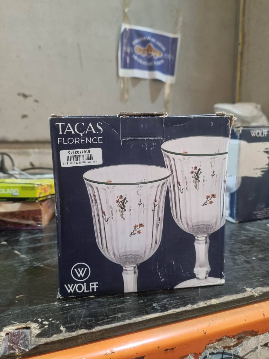 Jogo de Taças Florence de vidro com detalhes florais