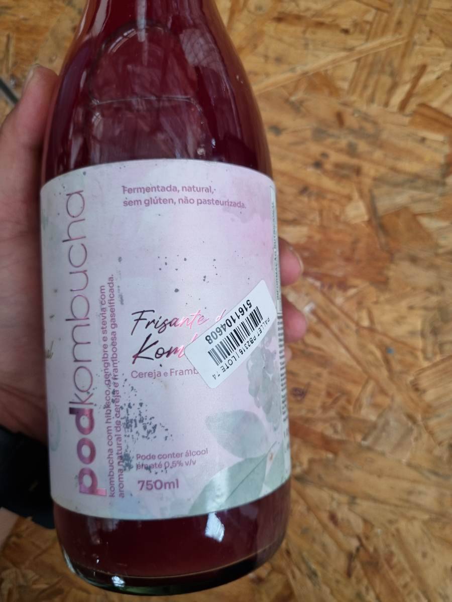 Kombucha frisante sabor cereja e framboesa