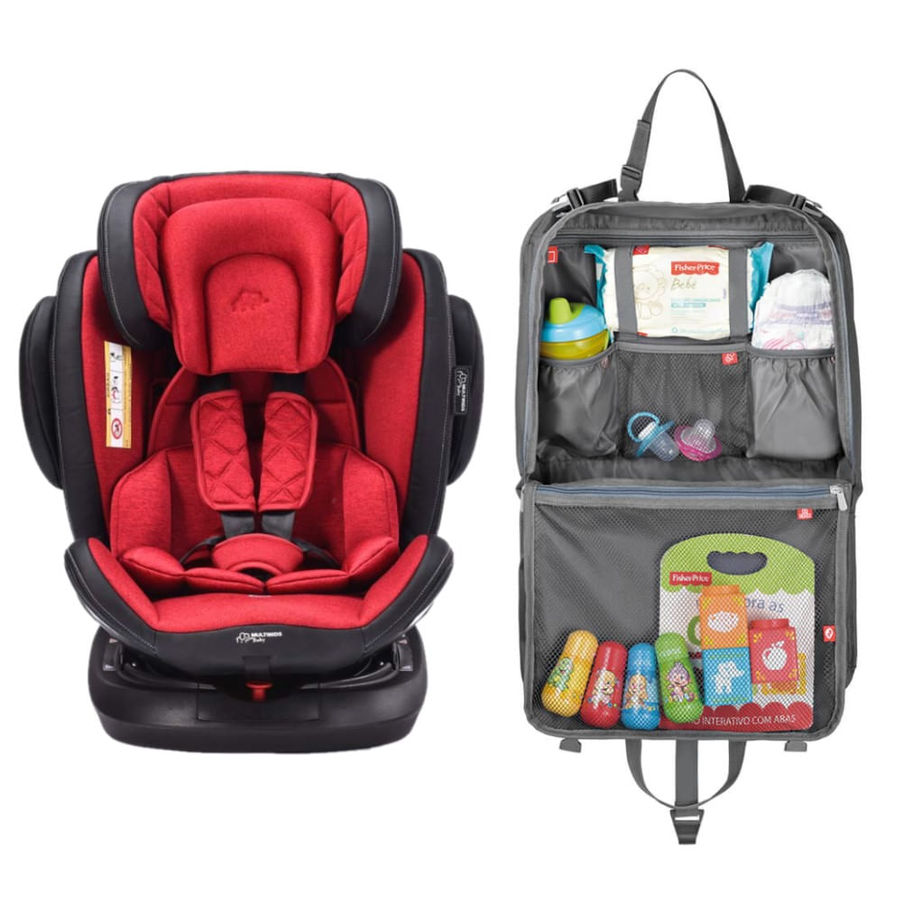 Combo Baby - Cadeira Para Auto Softfix 360, Vermelha e Organizador para Carro com Case de Tablet Fisher Price - BB626K
