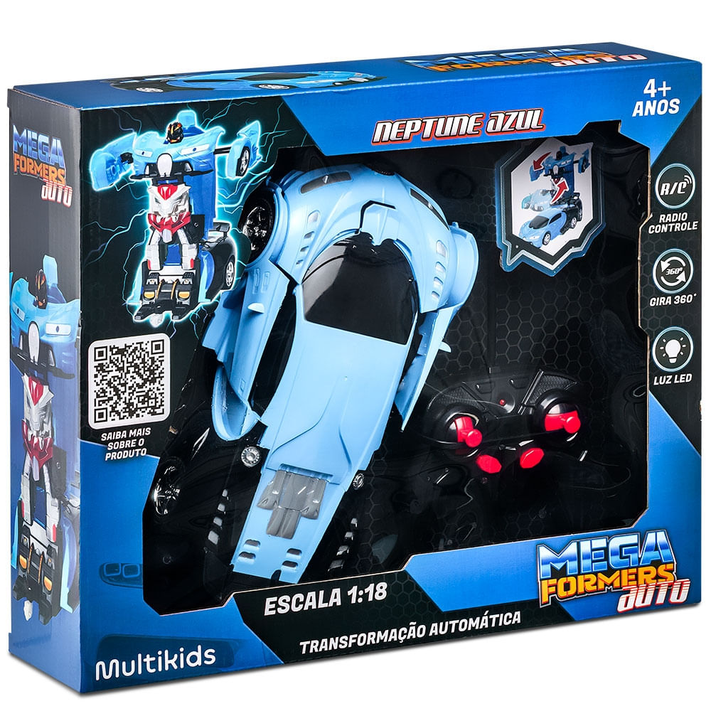 Carrinho Transformável Controle Remoto Megaformers Auto Neptune Azul Multikids - BR1652OUT [Remanufaturado]