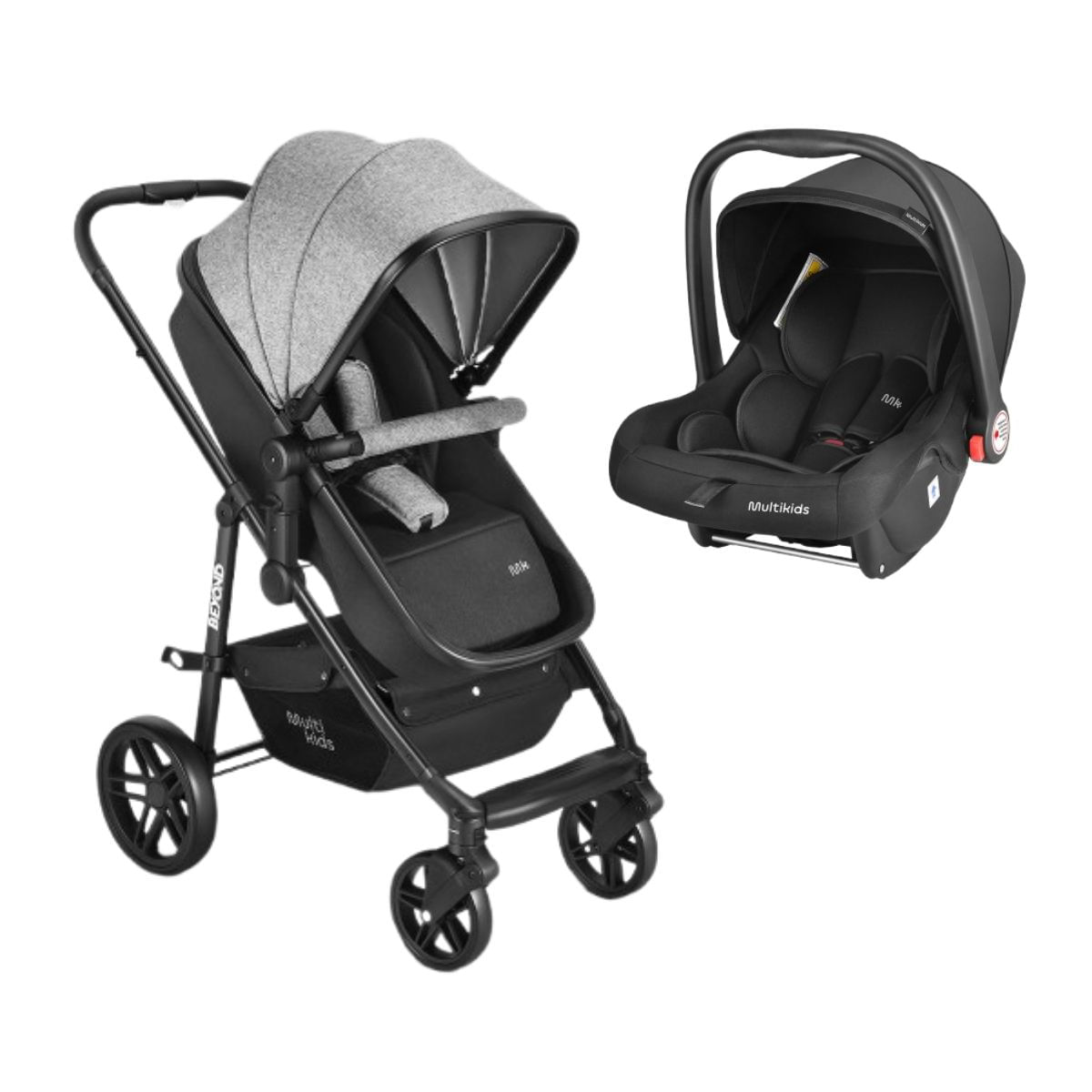 Carrinho De Bebê Beyond 2 em 1 Cinza e Bebê Conforto Class 0-13kgs Travel System Multikids - BB429K