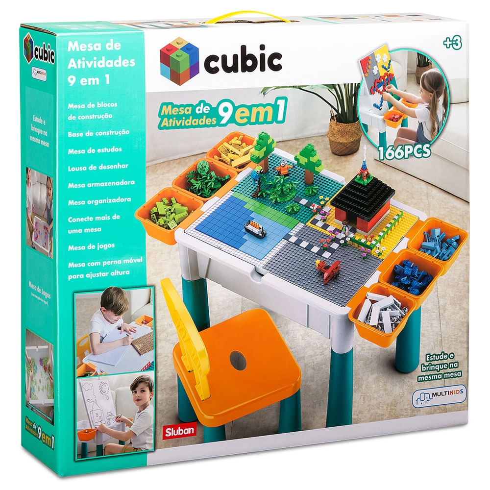 Mesa de Atividades Cubic com Blocos e Acessórios 9 em 1 Multikids - BR1212OUT [Reembalado]